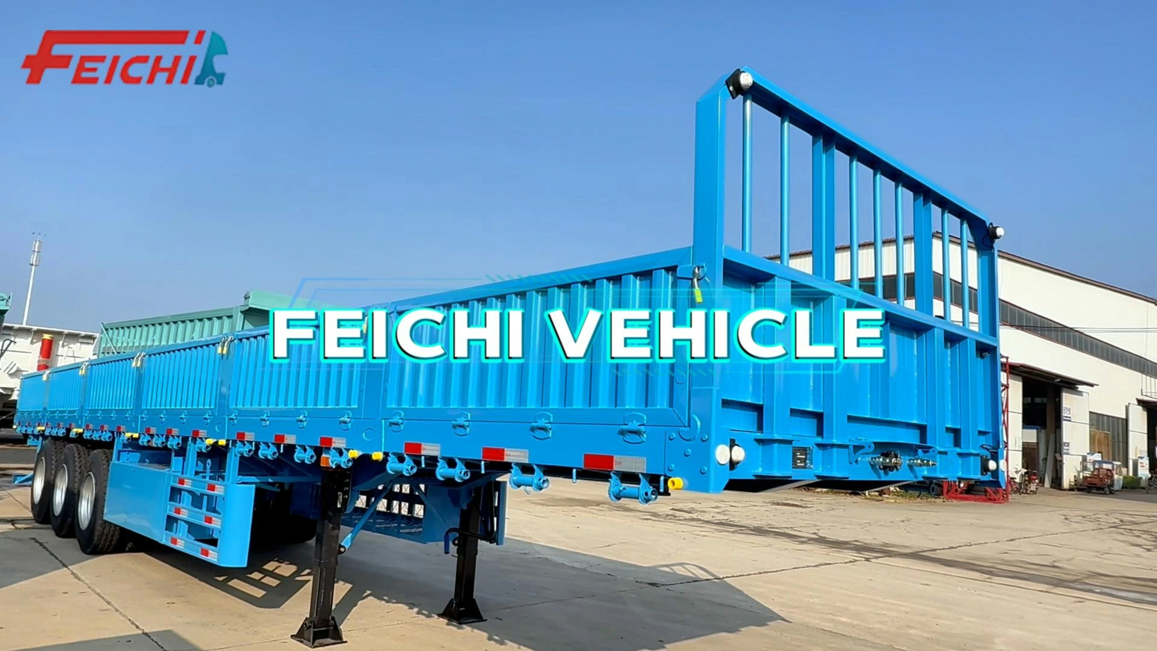 FeiChi Fence Semi-trailer 3 Axles 60Tons Large Capacity Transport Cargo Semi Trailer 1