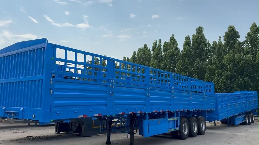 Stake Semi Trailer 3-axle 80 Ton 13m General Heavy Cargo Transport Reinforced Side Board Stake Trailer 1