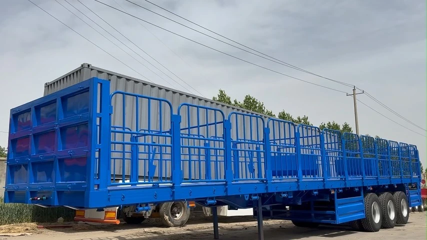 Stake Curtain Semi Trailer 3-axle 60 Ton 13m Grain Bulk Cargo Transport Stake Trailer with Tarpaulin 1