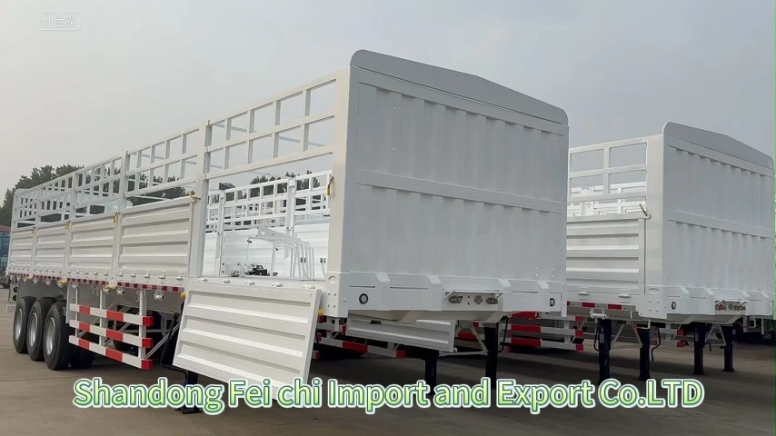 Stake Semi Trailer 3-Axle 80 Ton Ultra-heavy Blue Side Board Industrial Cargo Carriage Stake Trailer 1