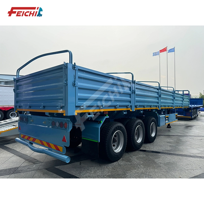 Stake Semi Trailer Africa-specific 60 Ton 3-Axle Blue Side Board Rough Road Adapted Cargo Trailer 1