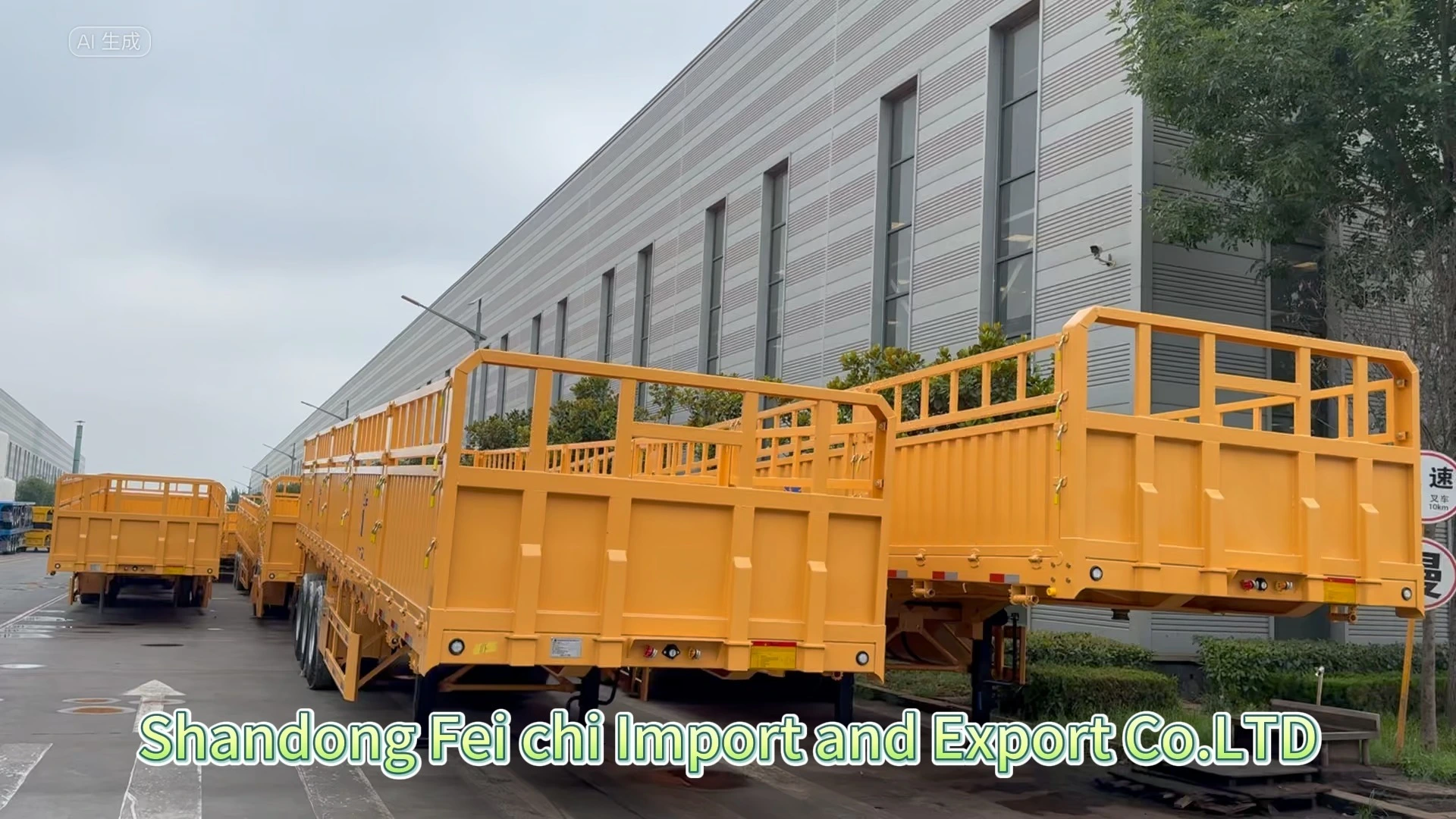 Stake Semi Trailer 3-Axle 60 Ton Reinforced Side Board Heavy-duty General Cargo Haulage Trailer 1