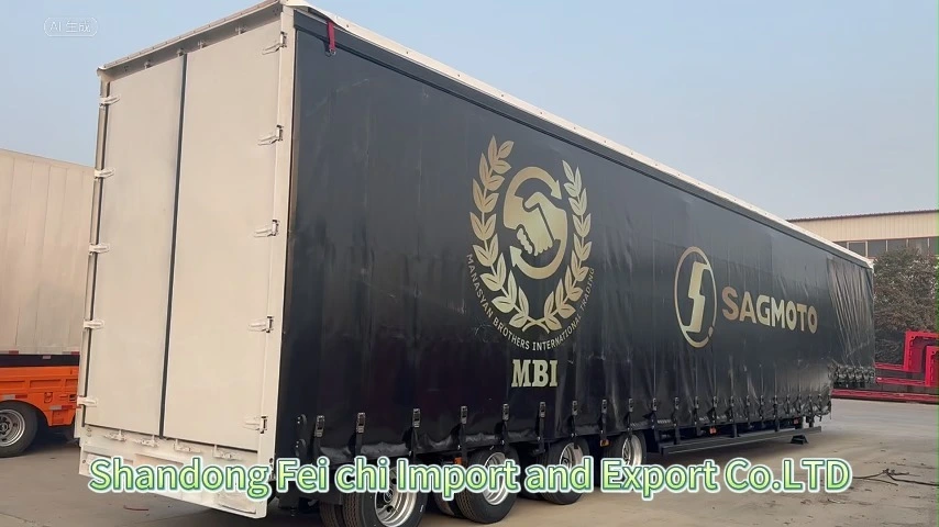 مقطورة نصف مقطورة بأربعة محاور مزودة بستائر جانبية قابلة للتخصيص، لنقل بضائع بحجم 120-130 متر مكعب 1