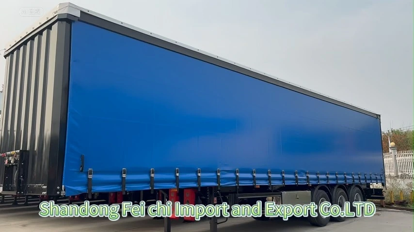 Side Curtain Semi Trailer with PVC Tarpaulin 40Tons Carry Cargo Semi Trailer 1