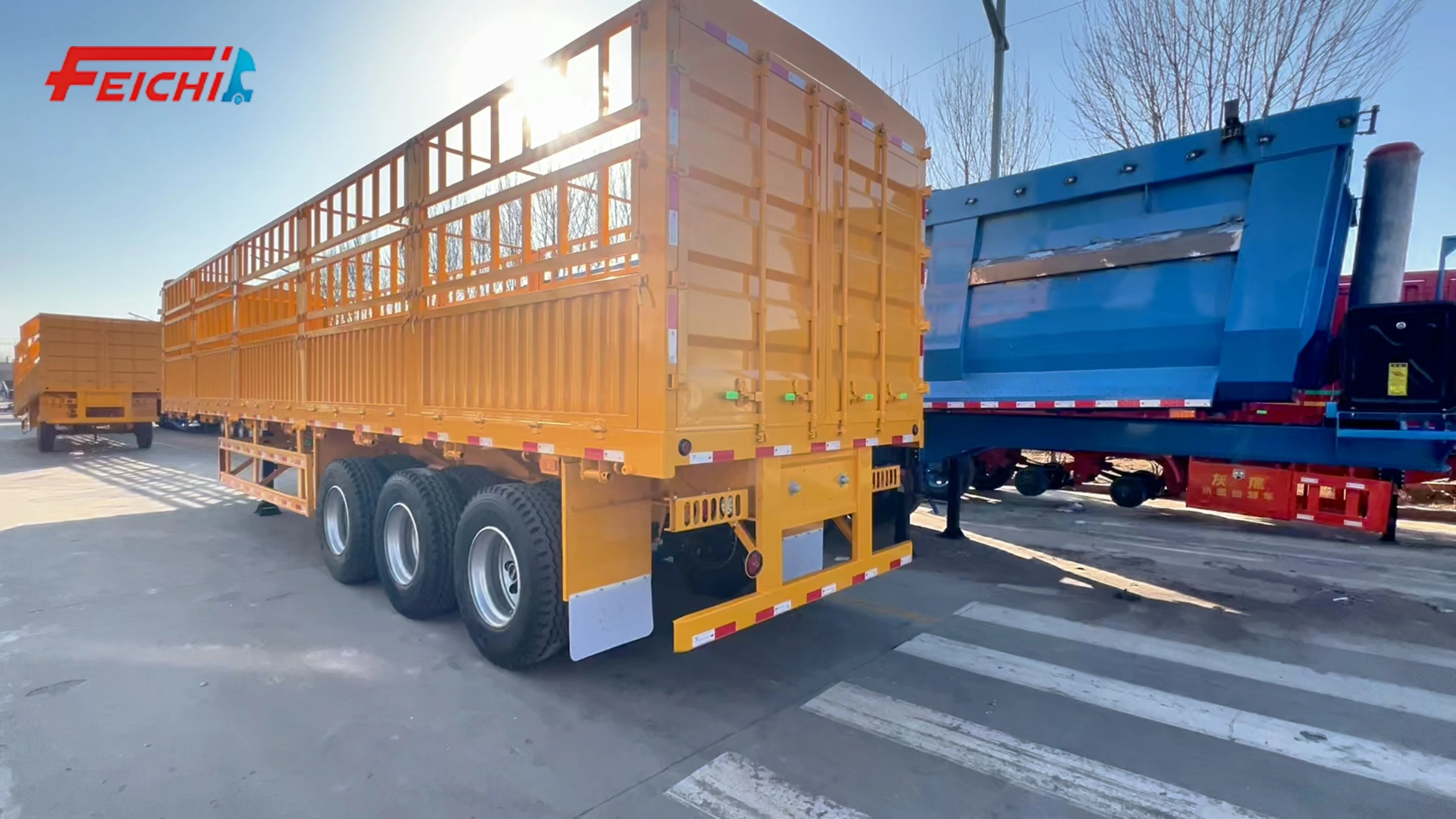 Sidewall Side Wall Semi-Trailer 3 Axle 60Ton Transport Bulk Cargo Grain 1