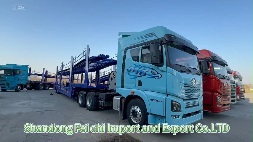 Car Carrier Semi Trailer Blue 3-Axle Double-deck High-Visibility Multi-vehicle Transport Trailer 1