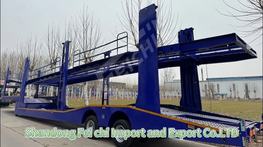 Car Carrier Semi Trailer Blue 3-Axle Double-deck Anti-slip High-Visibility Fleet Auto Logistics Transport Trailer 1