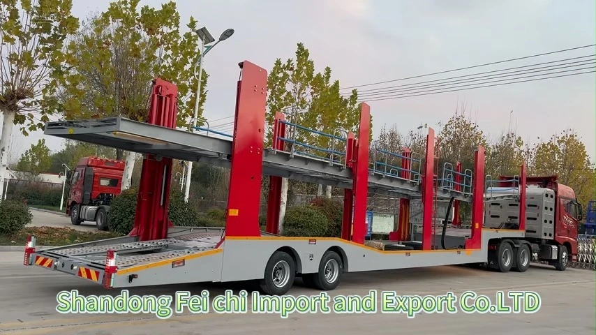 8 Cars Vehicle Transporter Hydraulic Lift Double-Decker Car Transport Semi-Trailer Truck Trailer 1