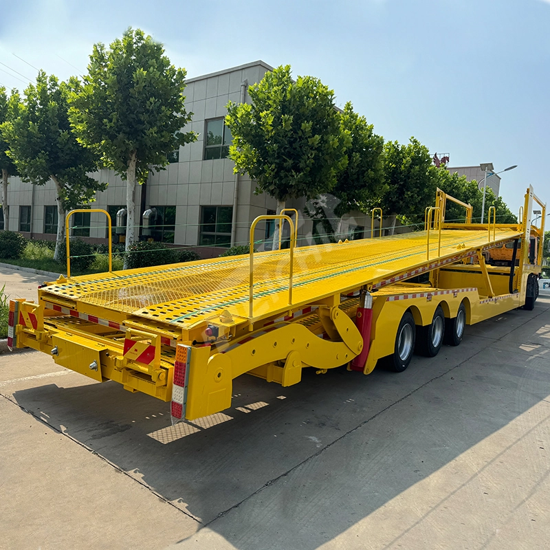 Car Carrier Semi Trailer Yellow 3-Axle Double-deck High-Visibility Fleet & Site Vehicle Transport Trailer 1