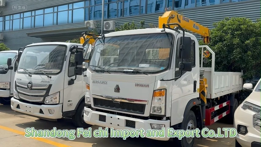 Sinotruk Hydraulic Straight Boom Crane Truck Mounted Crane Cargo Truck 4X2 Heavy Duty 1