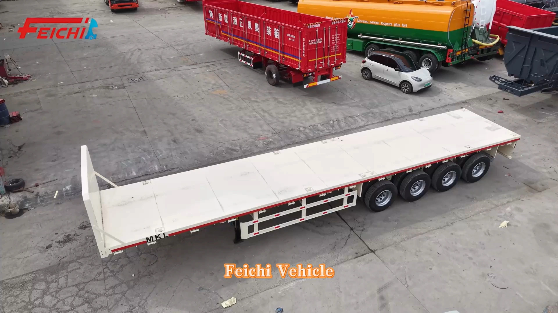 FEICHI Flatbed Semi Trailer 4 Axles 40T 50T 60T Capable of Transporting 20-foot and 40-foot Container Flat Bed Trailers 1