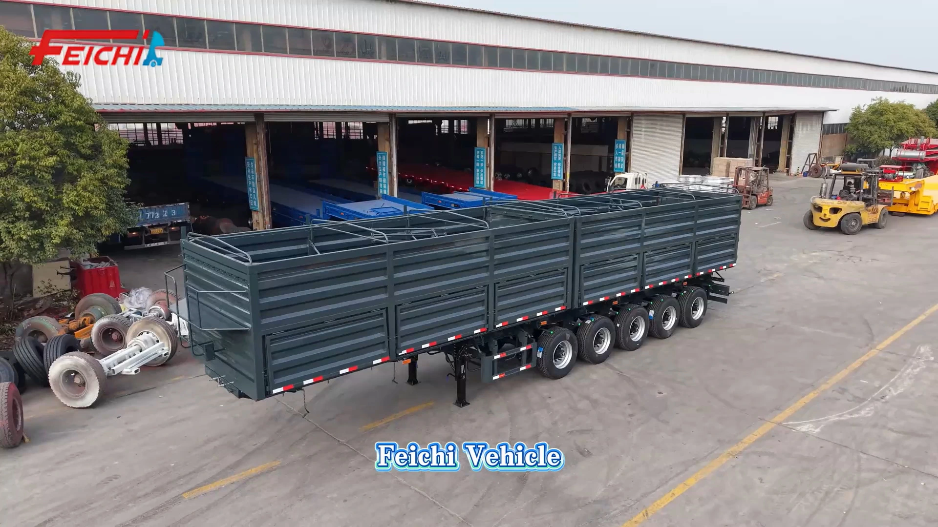 FEICHI Brand Side-dump 5-axle 40T 60T 80T 100T Steel Grain Transport Side-dump Semi-trailer 1