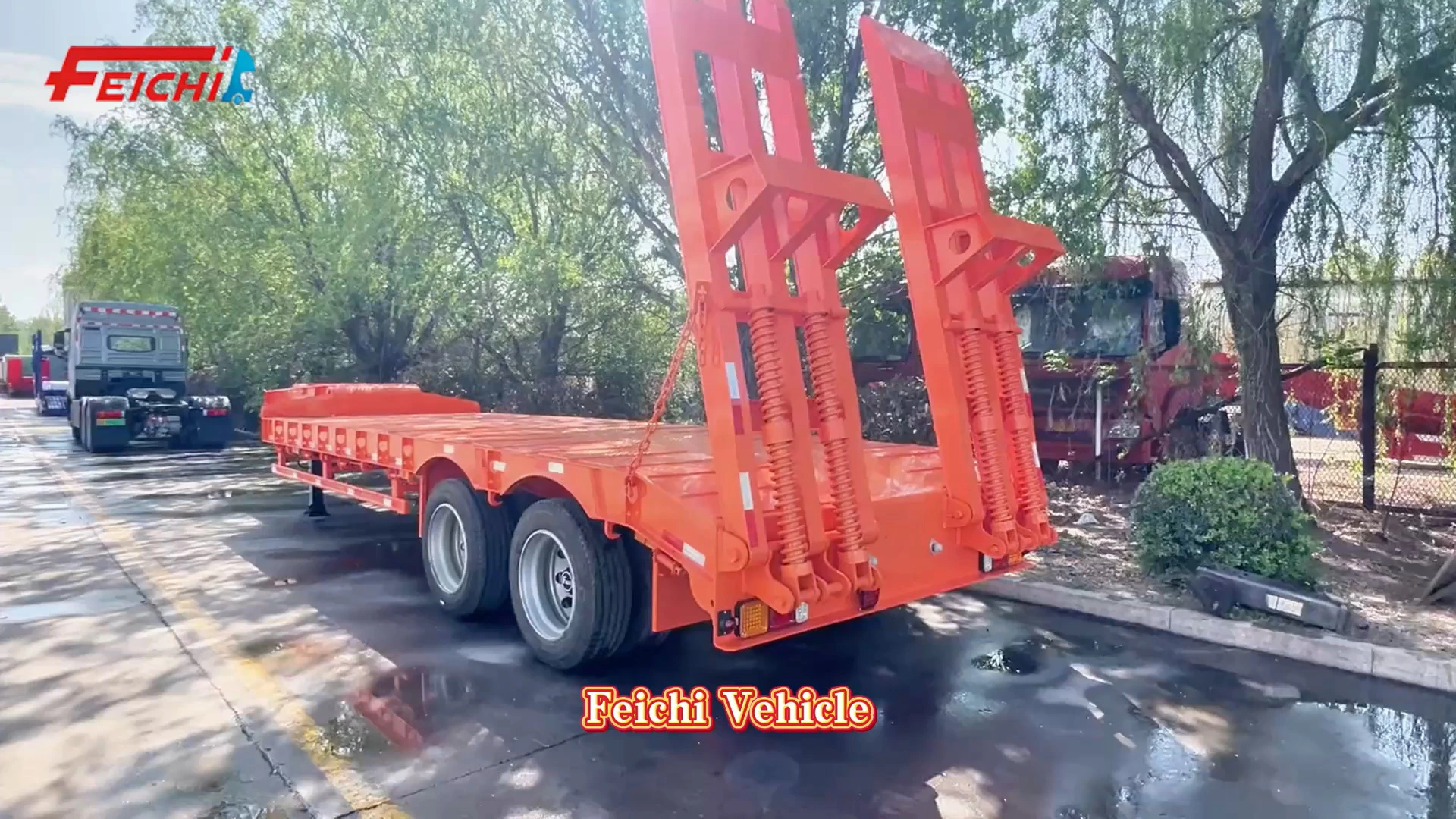FEICHI Gooseneck Lowbed Semi Trailer 2 Axles 20T 40T High-quality Bestseller Customizable Low Bed Container Semi Trailer 1