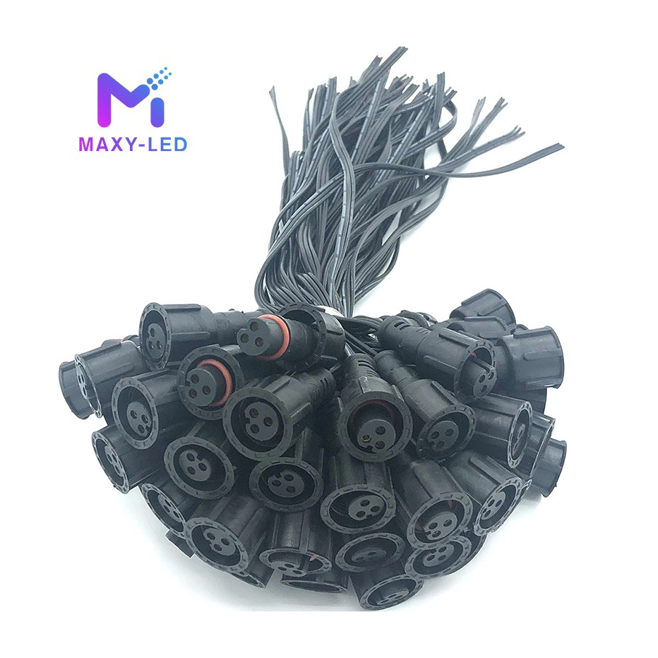 MAXY-LED Christmas LED Pixel Flat Cable Waterproof IP68 40cm 18AWG Black Connector 2core Male And Female Pigtails 1