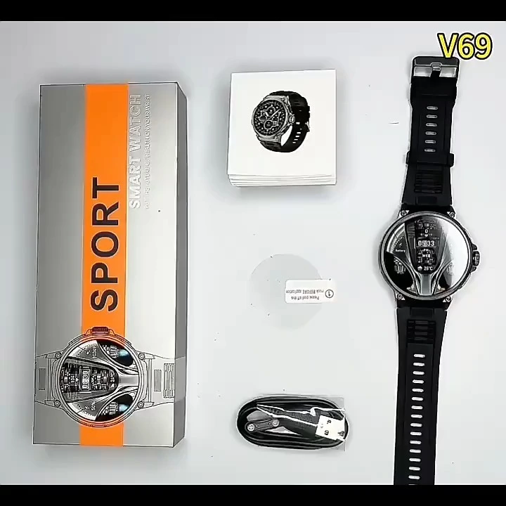 V69 Smart Watch 1.85'' HD Large Screen Full Touch 710mAh Big Battery Outdoor Sports Waterproof BT Calling Smartwatch for Men 1
