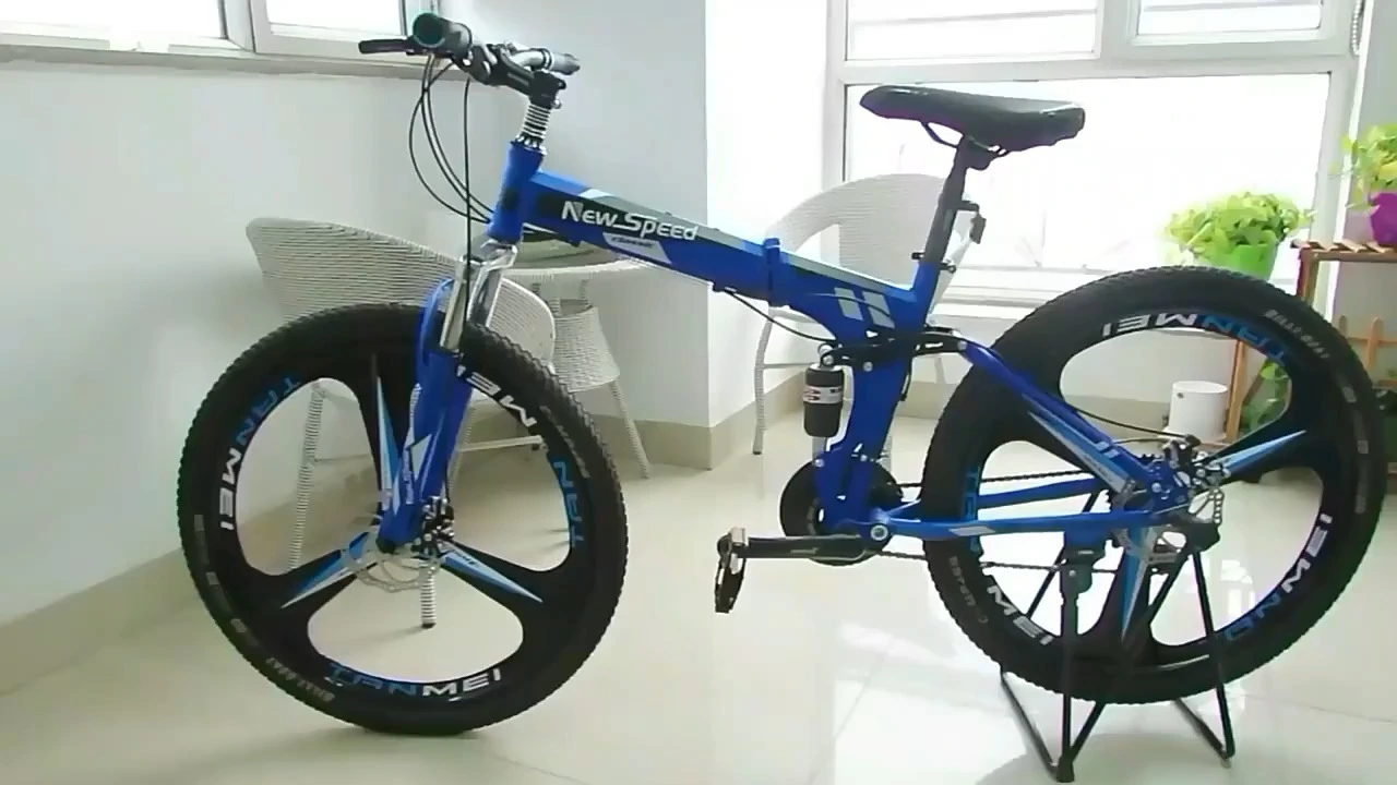 New 26 Inch Folding Bike Full Suspension Foldable Mountain Bicycle Aluminum Alloy 1
