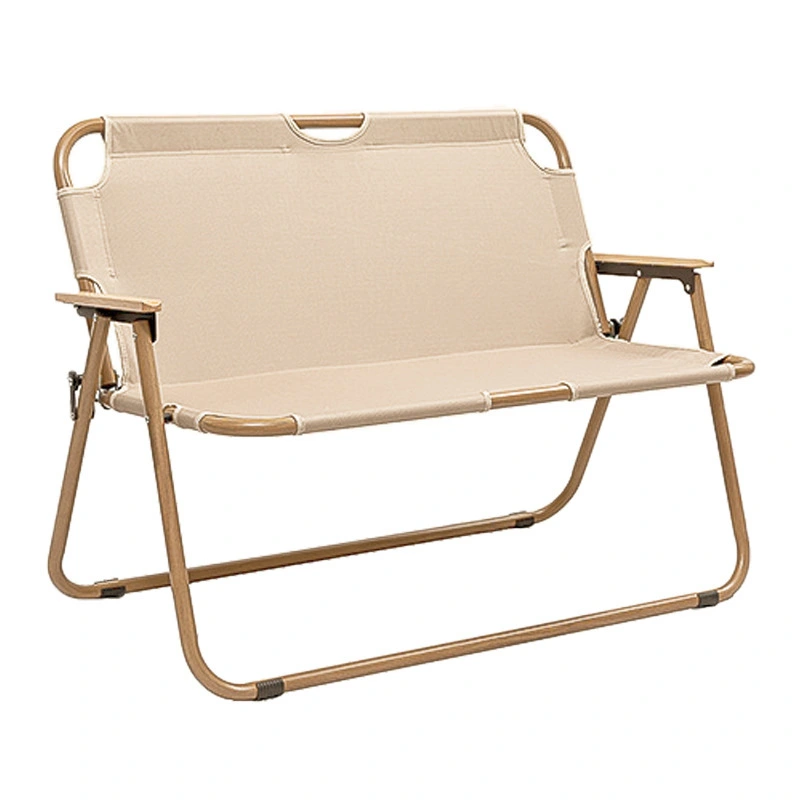 Aluminum Wood Grain Outdoor Portable Leisure Camping Picnic 2-Person Foldable Double Beach Chairs 1