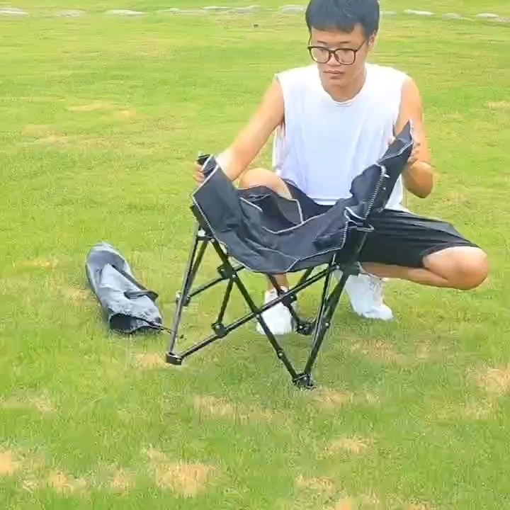 Portable Metal Picnic Chair With Carrying Bag for Camp Travel Beach Hiking Outdoor Camping Foldable Moon Chair Folding 1