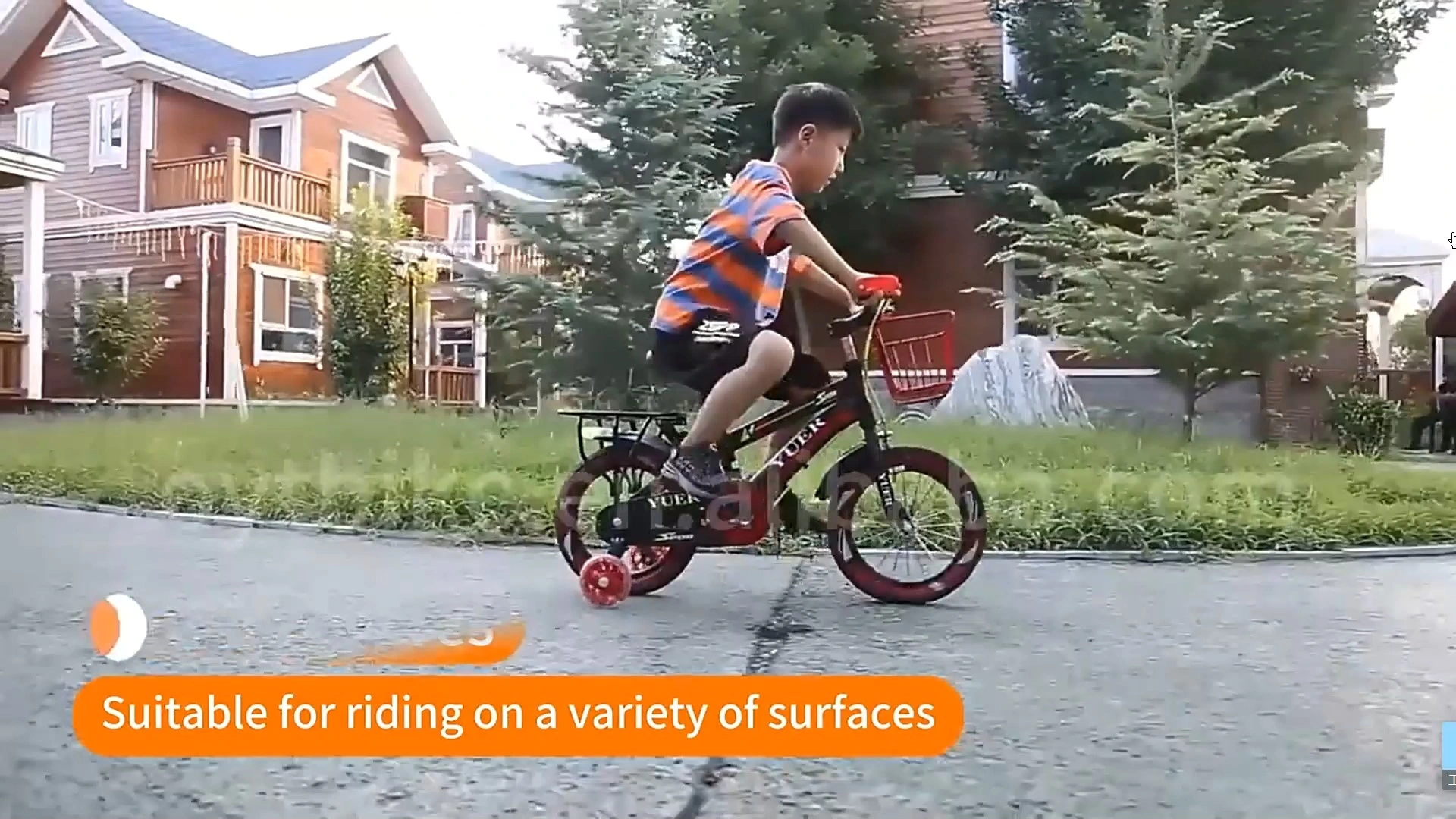 2022 New Design Boys' Ride-On Toy Steel Frame Children's Bicycle with Rear Carrier & Foot Brake Plastic basket 1