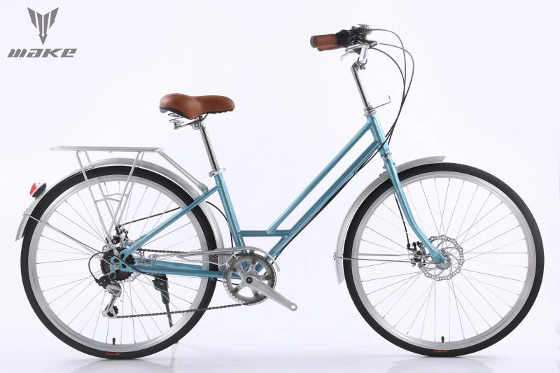 Bike de la ciudad para mujeres para adultos para adultos marco de acero al alto carbono 24/26 pulgadas de 7 velocidades Shimano 1