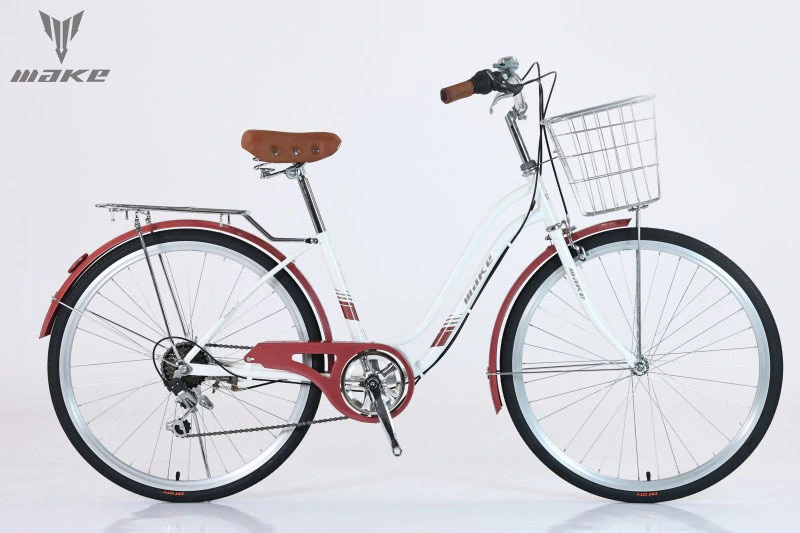 Women's City Bike Carbon Steel Frame 24/26 Inch 7-Speed Shimano 1