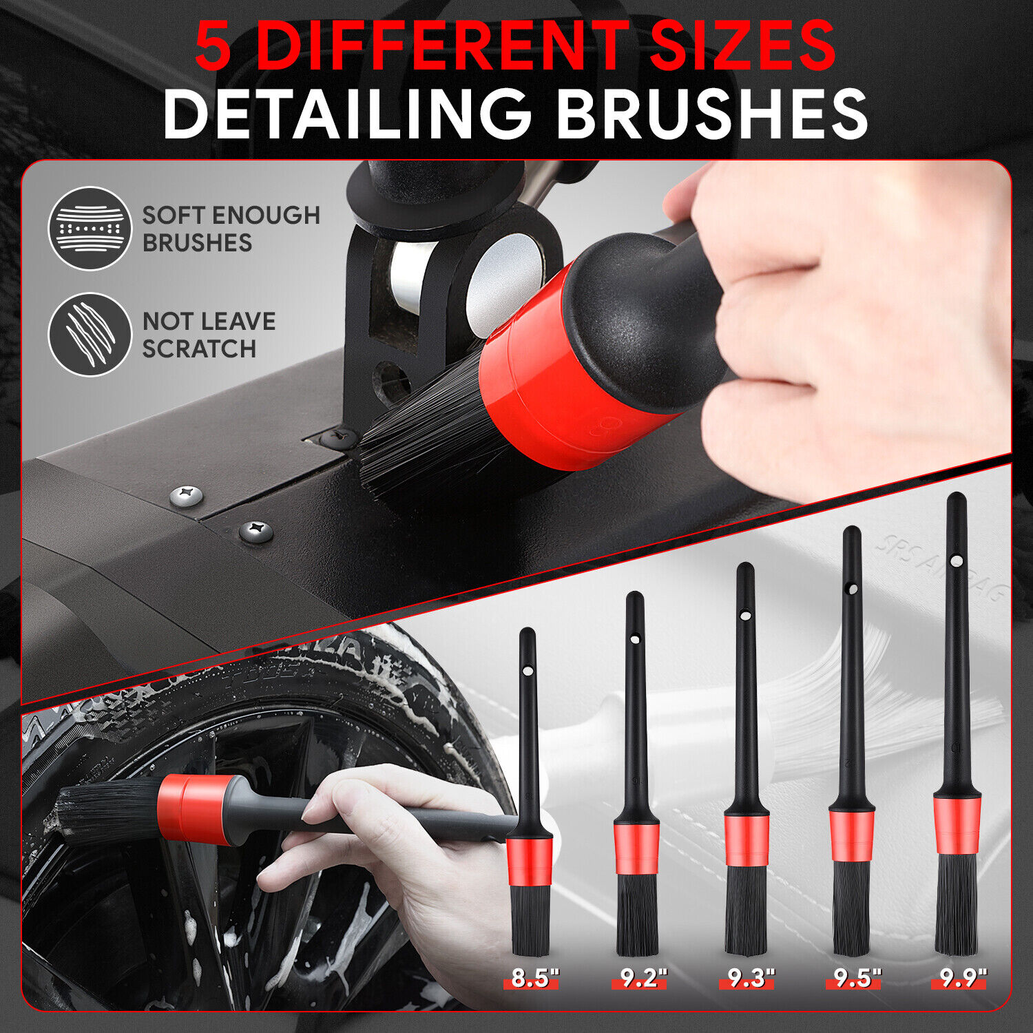 Conjunto de escovas de detalhamento de carro 25 peças, kit de detalhamento de carro TEKWAY com escovas de detalhamento de carro, kit de limpeza de carro para limpeza 11