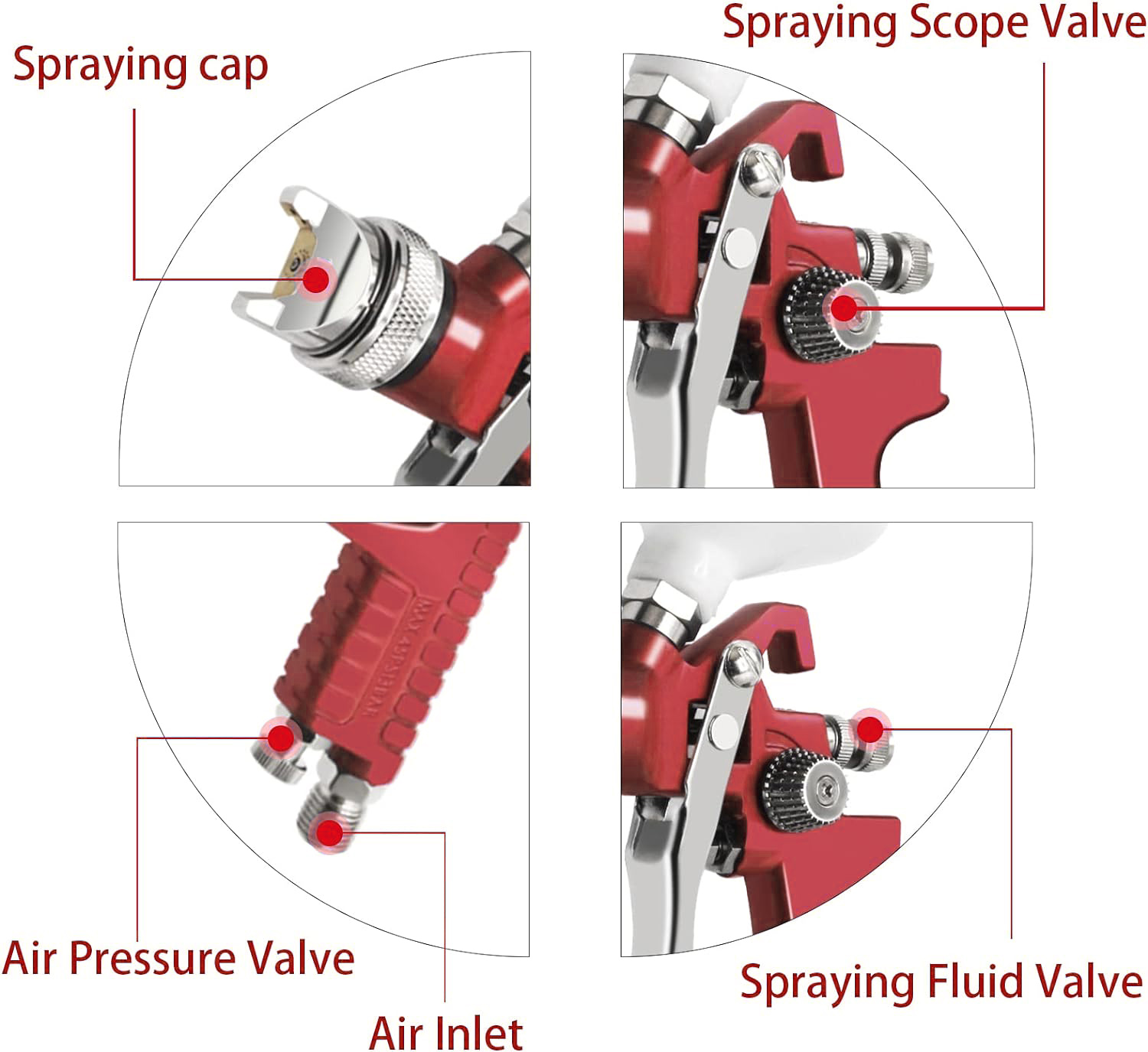 Beste TEKWAY-Spritzpistole mit 600 cm³ Fassungsvermögen und 1,4-mm-Düse. Professionelles Luftfarbspritzgerät. Spritzpistolen-Unternehmen – Tekway 8