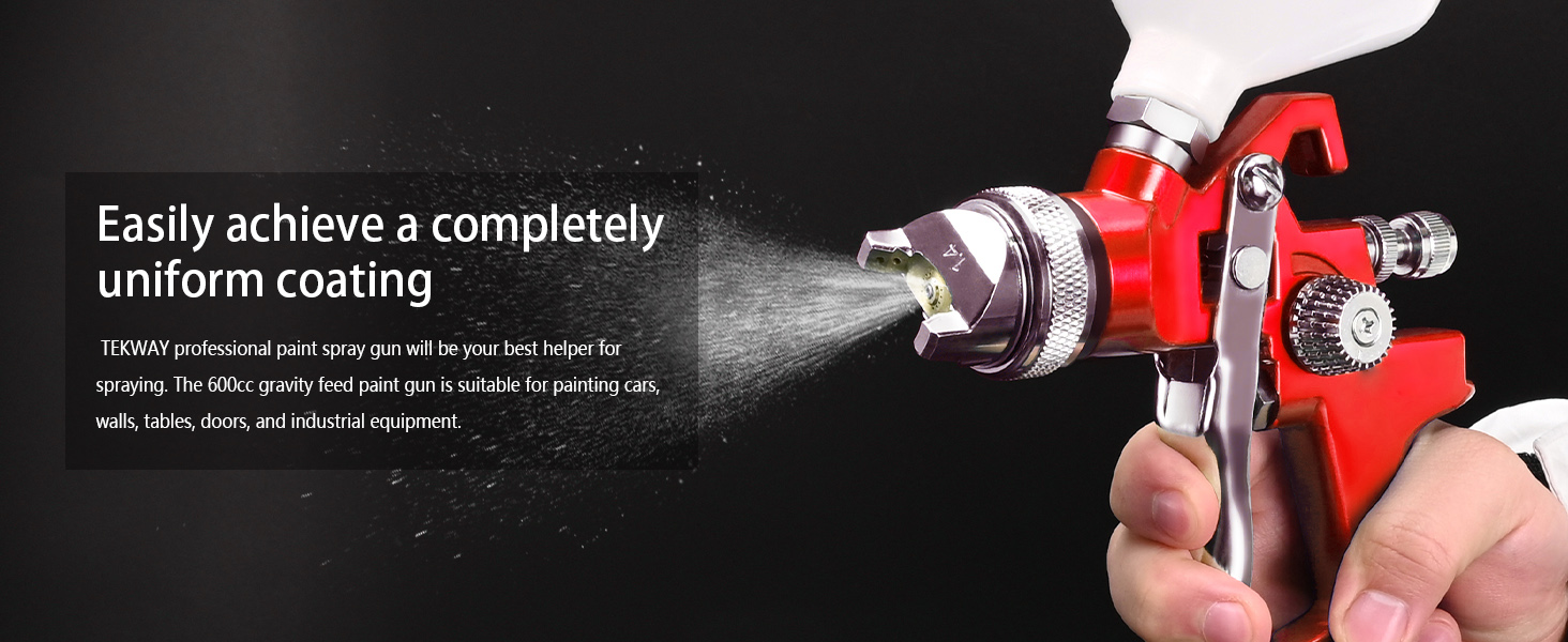 Beste TEKWAY-Spritzpistole mit 600 cm³ Fassungsvermögen und 1,4-mm-Düse. Professionelles Luftfarbspritzgerät. Spritzpistolen-Unternehmen – Tekway 7