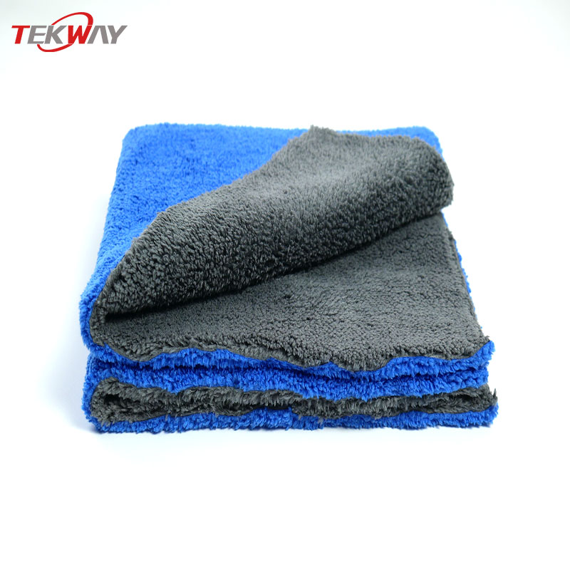 Tekway Highly Absorbent Car Wash Towels 600gsm coral fleece car towel cleaning cloth Drying Towel  (grey blue) 1