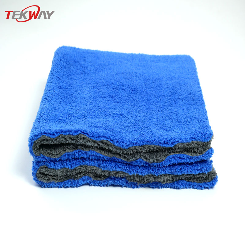 Tekway Highly Absorbent Car Wash Towels 600gsm coral fleece car towel cleaning cloth Drying Towel  (grey blue) 2