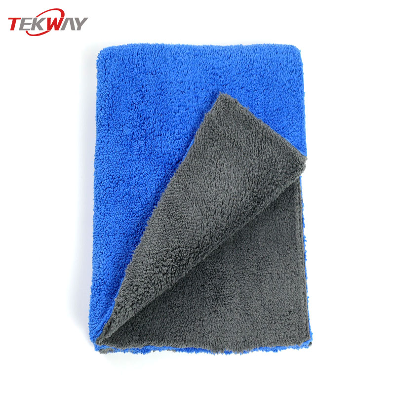 Tekway Highly Absorbent Car Wash Towels 600gsm coral fleece car towel cleaning cloth Drying Towel  (grey blue) 4