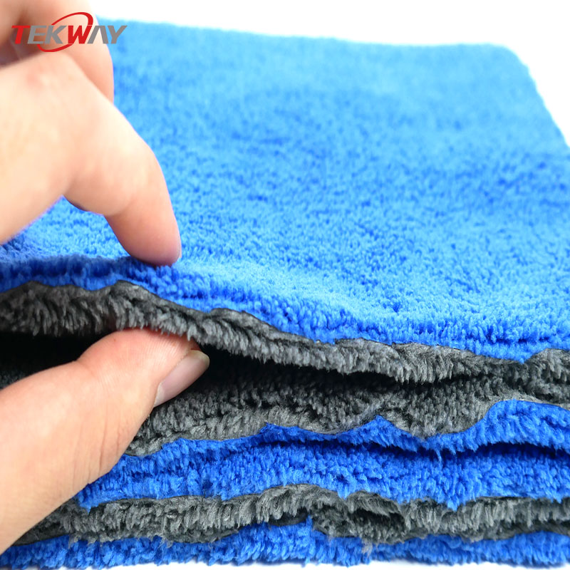Tekway Highly Absorbent Car Wash Towels 600gsm coral fleece car towel cleaning cloth Drying Towel  (grey blue) 6