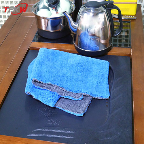 Tekway Highly Absorbent Car Wash Towels 600gsm coral fleece car towel cleaning cloth Drying Towel (grey blue) 12