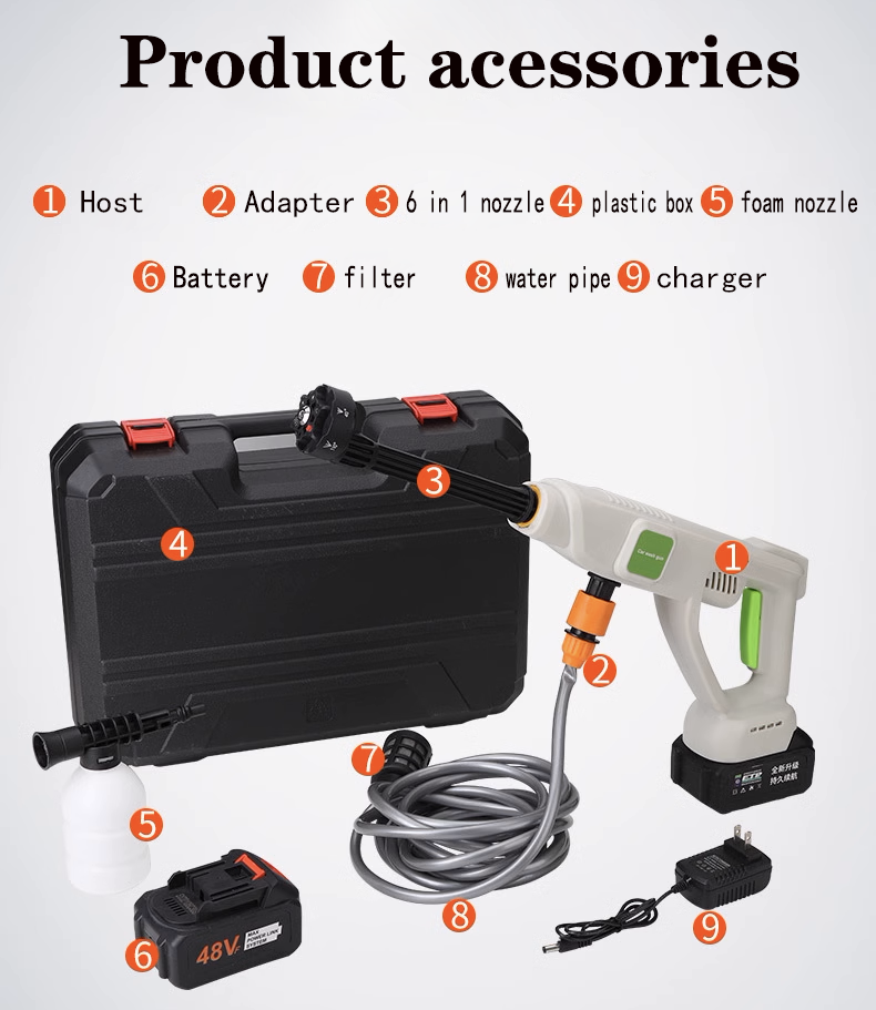 Autowaschanlage für zu Hause, Wasserpistole, tragbare Autowaschmaschine, kabellose Lithiumbatterie, Hersteller von Hochdruck-Autowaschanlagen | Tekway 8