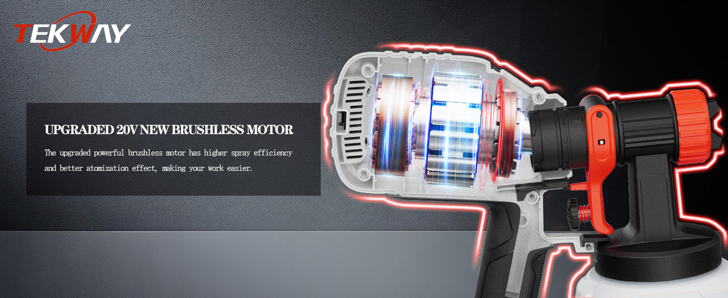 Best TEKWAY Lithium battery brushless spray gun 120W cordless electric spray gun for car spray paint Company - Tekway 3