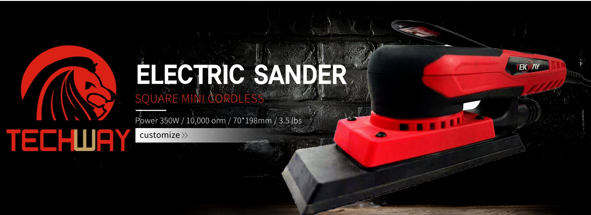 Tekway 70x198mm Electric Square Mini Sander High Quality and Good Price Brushless Sanding Machine Power Tools 8
