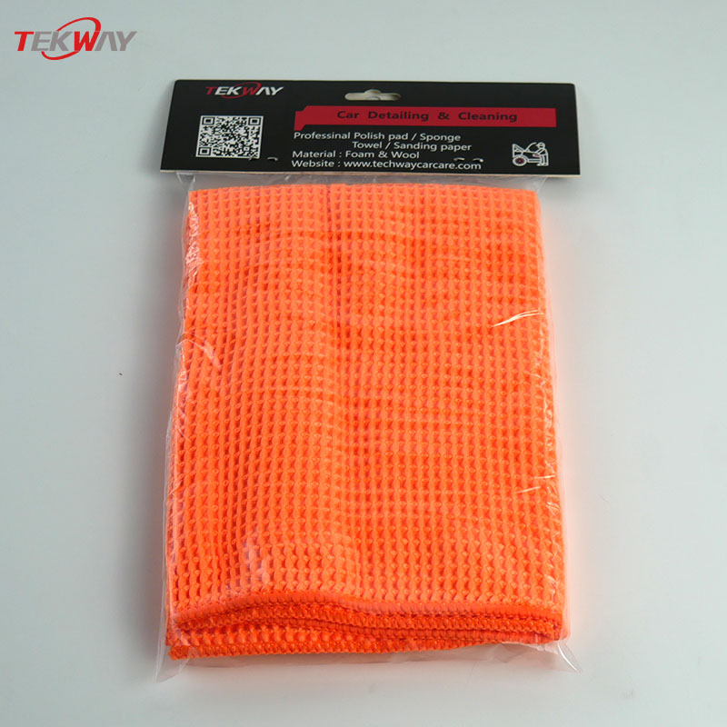 Tekway 40*30Microfiber waffle towel quick dry detailing waffle weave 300gsm microfibre car cleaning towels 7