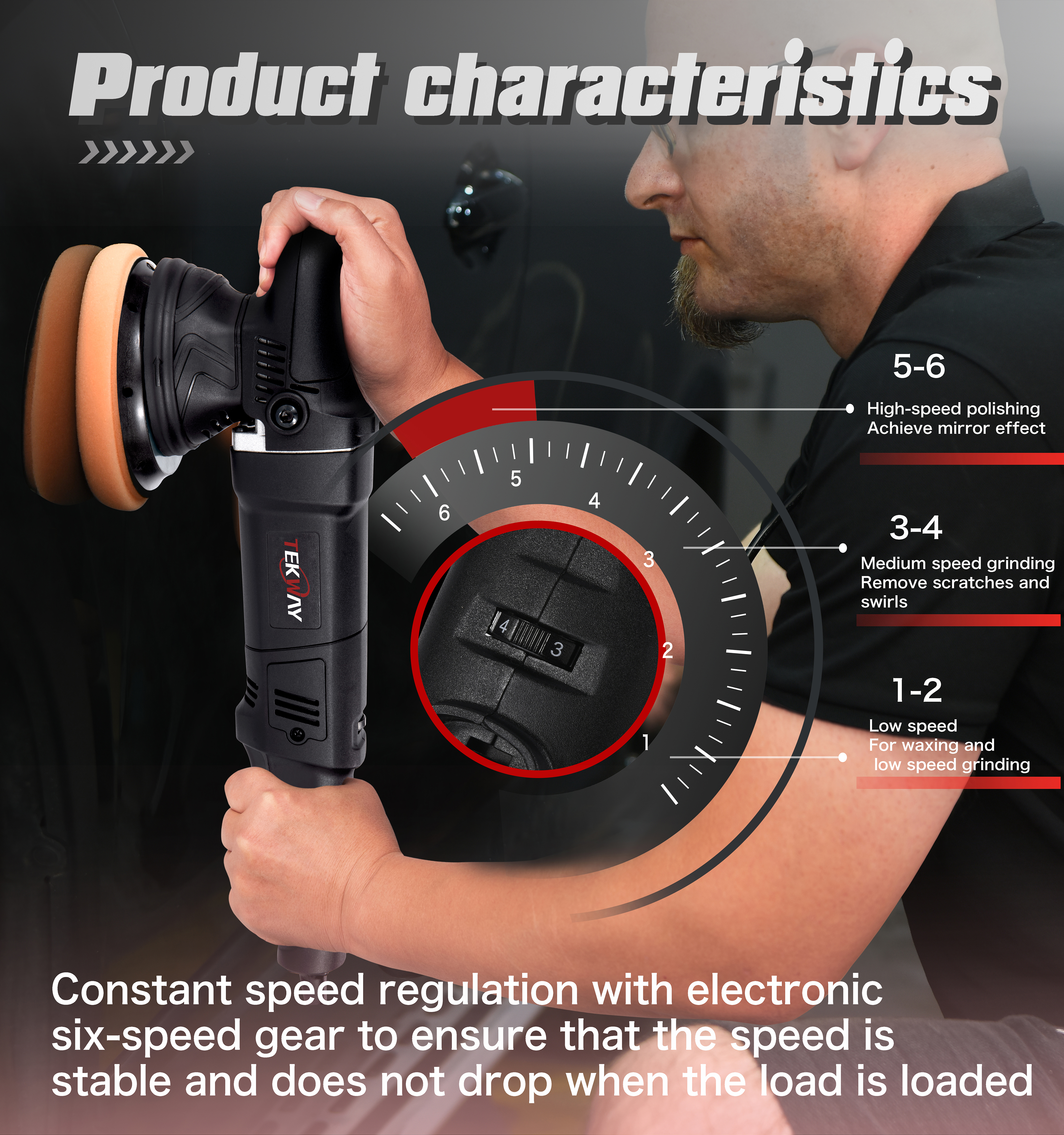 Best Dual Action Polisher 6-Inch, 21mm Long-Throw Orbital Buffer Polisher for Car Detailing, Variable Speed DA Polisher 9