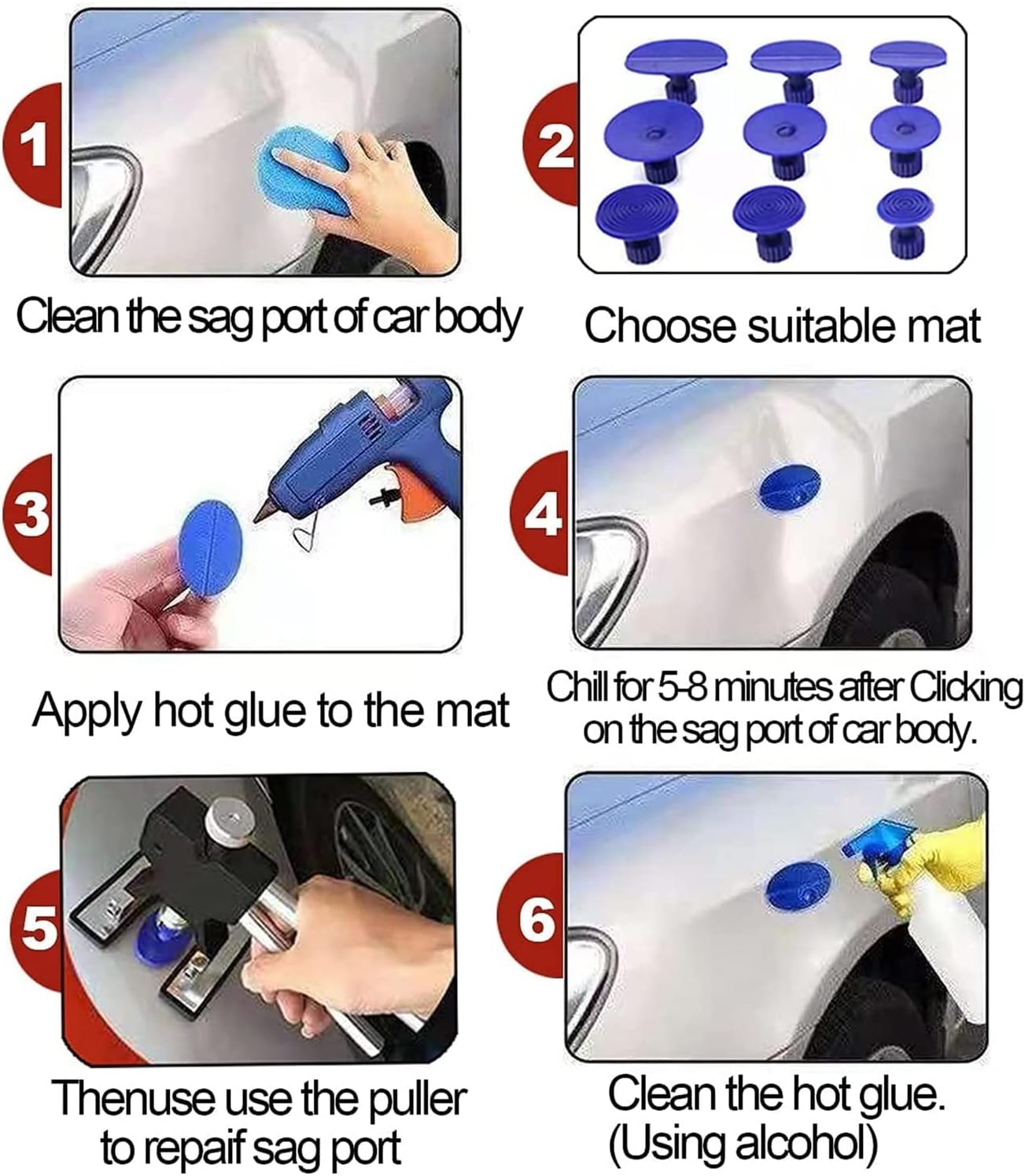 Car Dent Puller Automotive Body Suction Cup Paintless Repair Tools Kit Auto 55pcs Dent Removal Tool Kits For Car 5