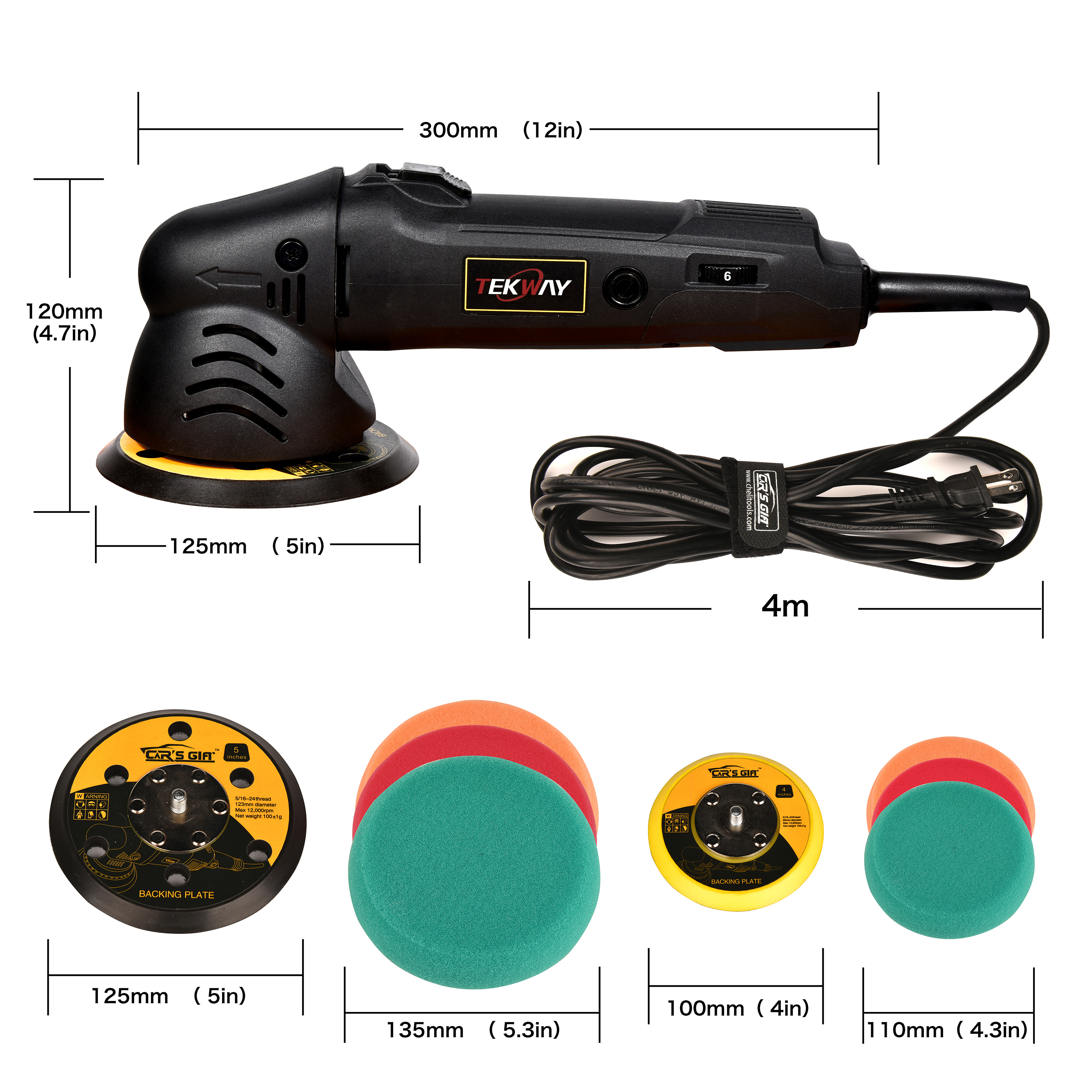 Räätälöity TEKWAY-autonkiillotuskone &amp; Sander 810w Polisher Eccentric Disk valmistajat Kiinasta | Tekway 5