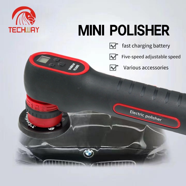 Мини-полировальная машина TEKWAY с бесщеточным двигателем для детейлинга автомобиля, многофункциональный цифровой дисплей, беспроводная мини-полировальная машина для детейлинга воском 8