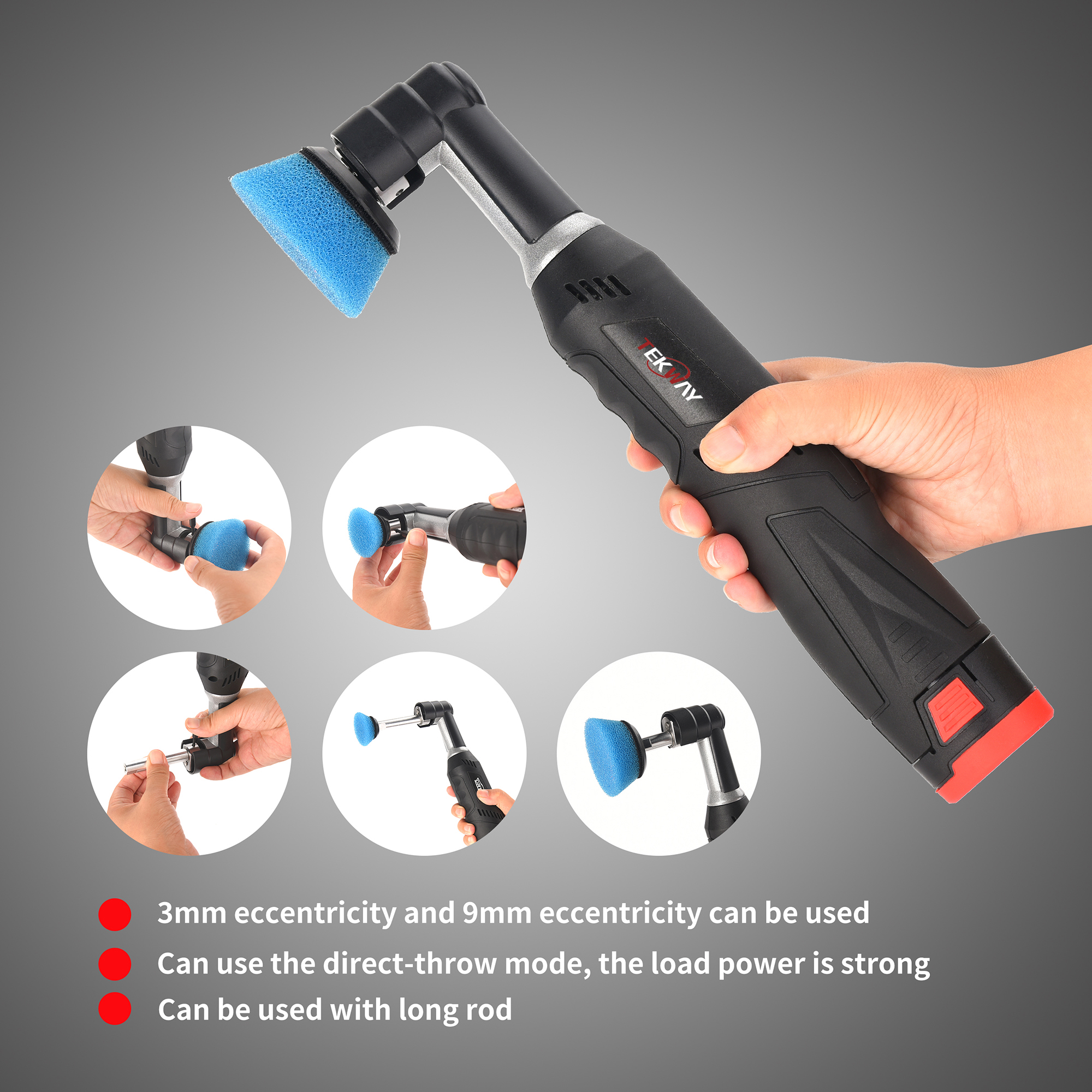 Best Cordless Mini Car Polisher TEKWAY Car Polisher RO/DA Mini Car Polisherwith 5 Variable Speeds 2000-5000RPM - Tekway 8
