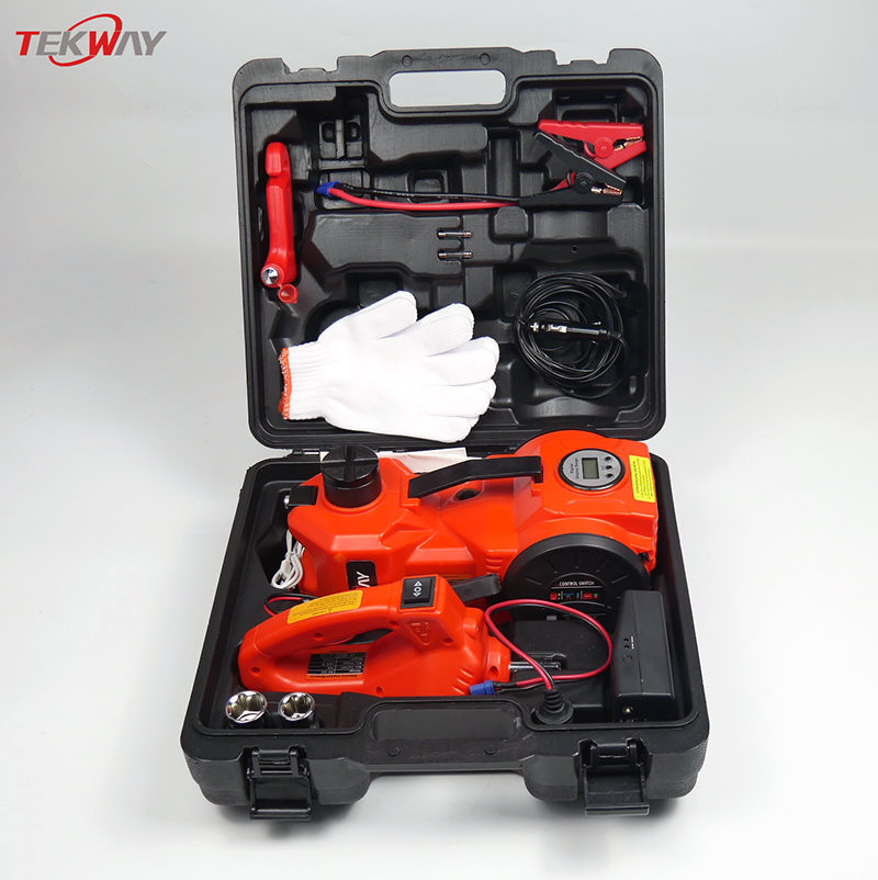Kit de cric électrique pour voiture Tekway 5 tonnes 12 V, cric hydraulique avec clé à chocs électrique pour SUV, changement de pneus, réparation 2