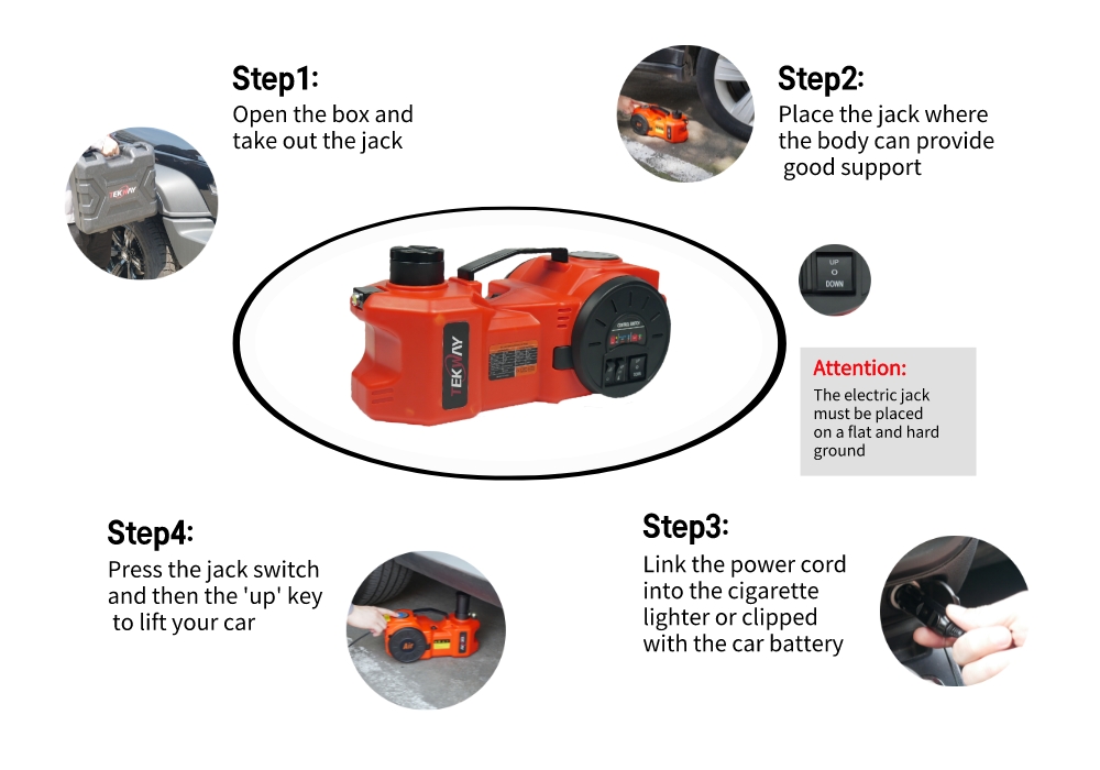 Tekway Electric Car Jack Kit 5Ton 12V Hydraulic Car Jack Lift with Electric Impact Wrench for SUV Change Tires Repai 9