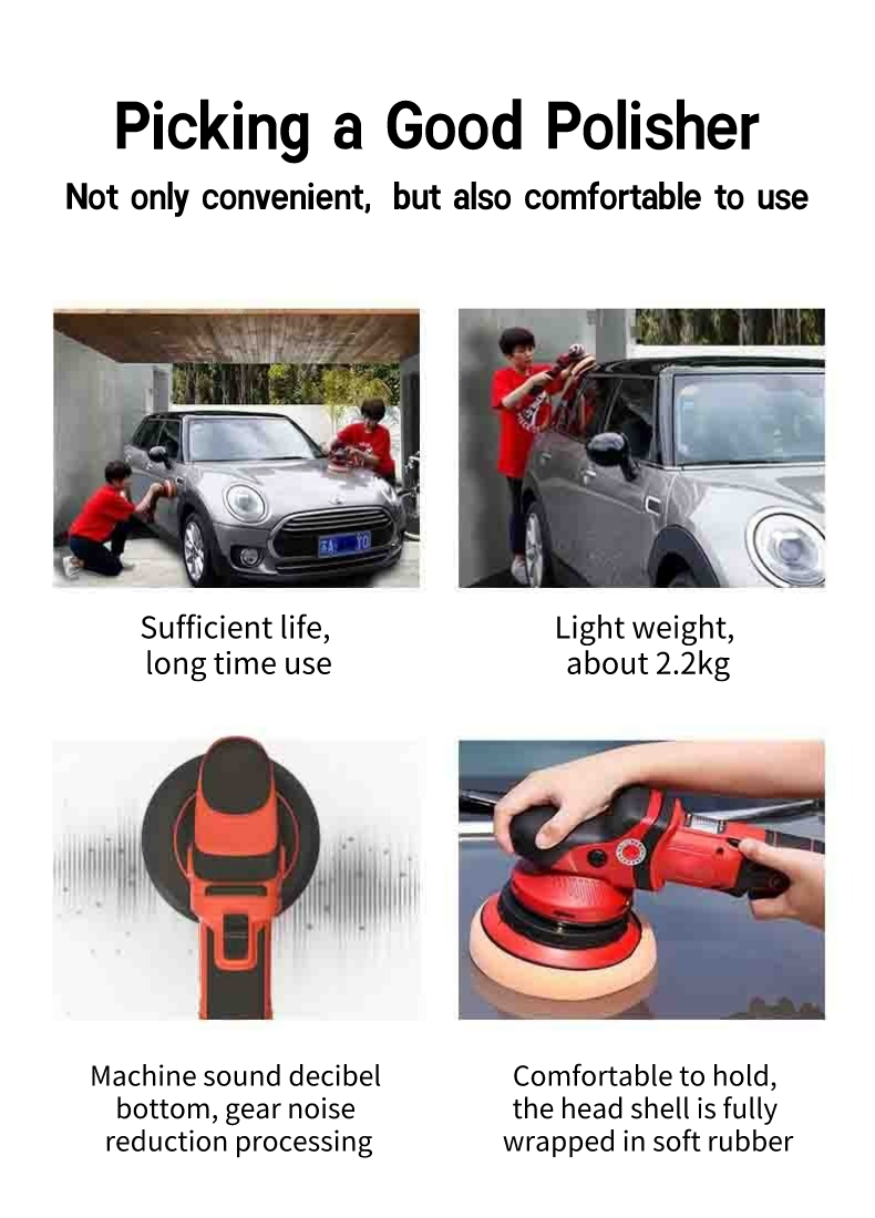 TEKWAY 950W Polishing Machine 21mm Eccentric Random Orbital Polishing Machine Replaceable Handle Car Polishing Home 8