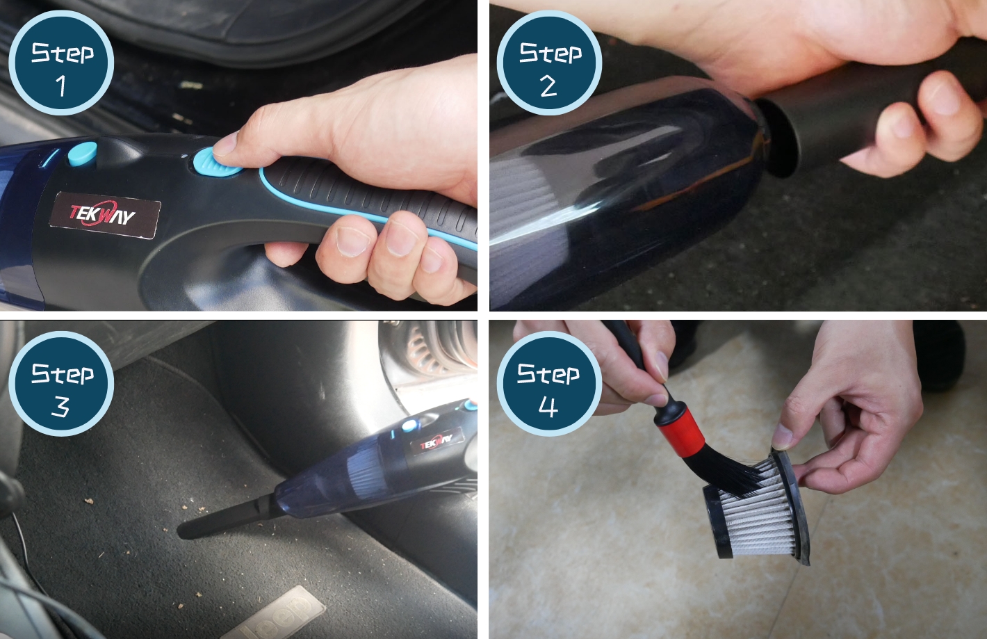 Tekway Car Vacuum Cleaner,12v Small Handheld Vacuum Cordless Portable Mini Lightweight USB Rechargeable Hand Vacuum 9