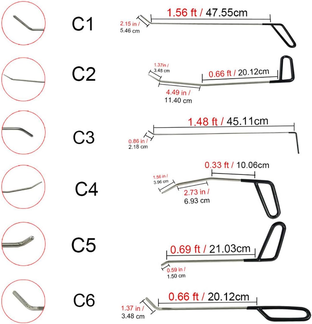 Best Paintless Dent Repair Rods Tool Auto Body Paintless Dent Repair Tools Kit for Door Dings Hail Repair 4