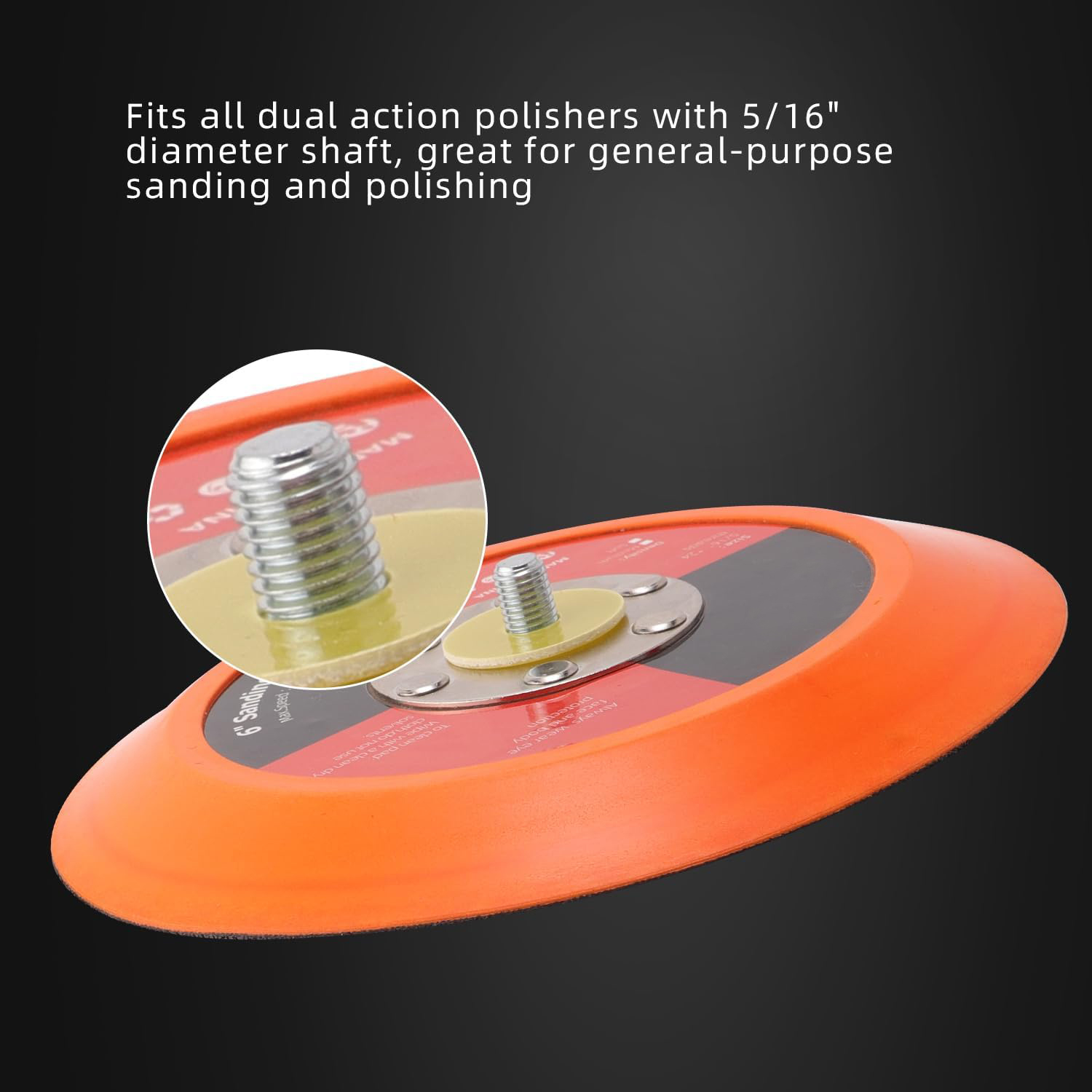 Tekway 6(150mm) Backing Pad Hook and Loop Backing Plate 5/16-24 Thread DA Air Random Orbital Sander/Polisher Backing 4