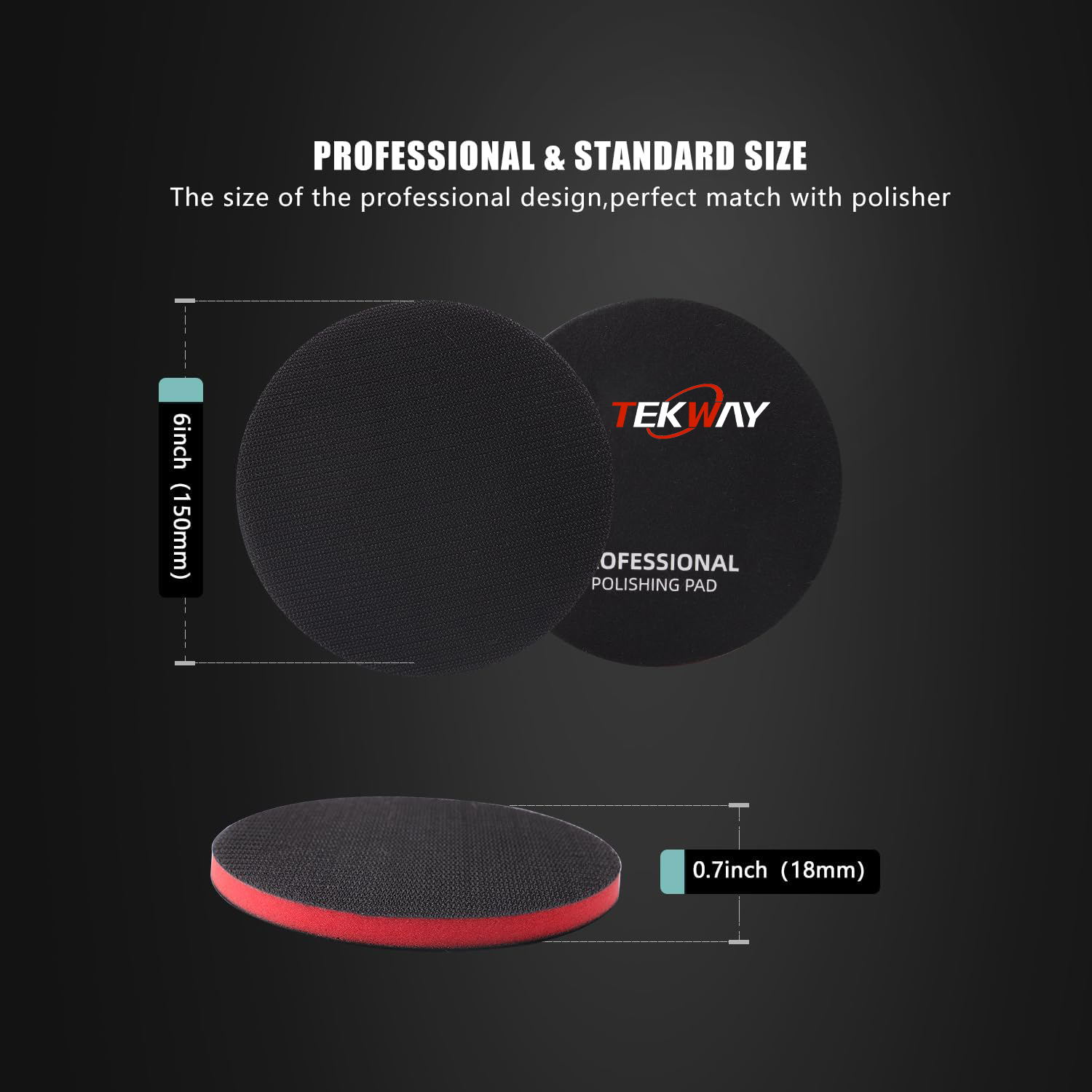 Tekway 6(150mm) Backing Pad Hook and Loop Backing Plate 5/16-24 Thread DA Air Random Orbital Sander/Polisher Backing 2