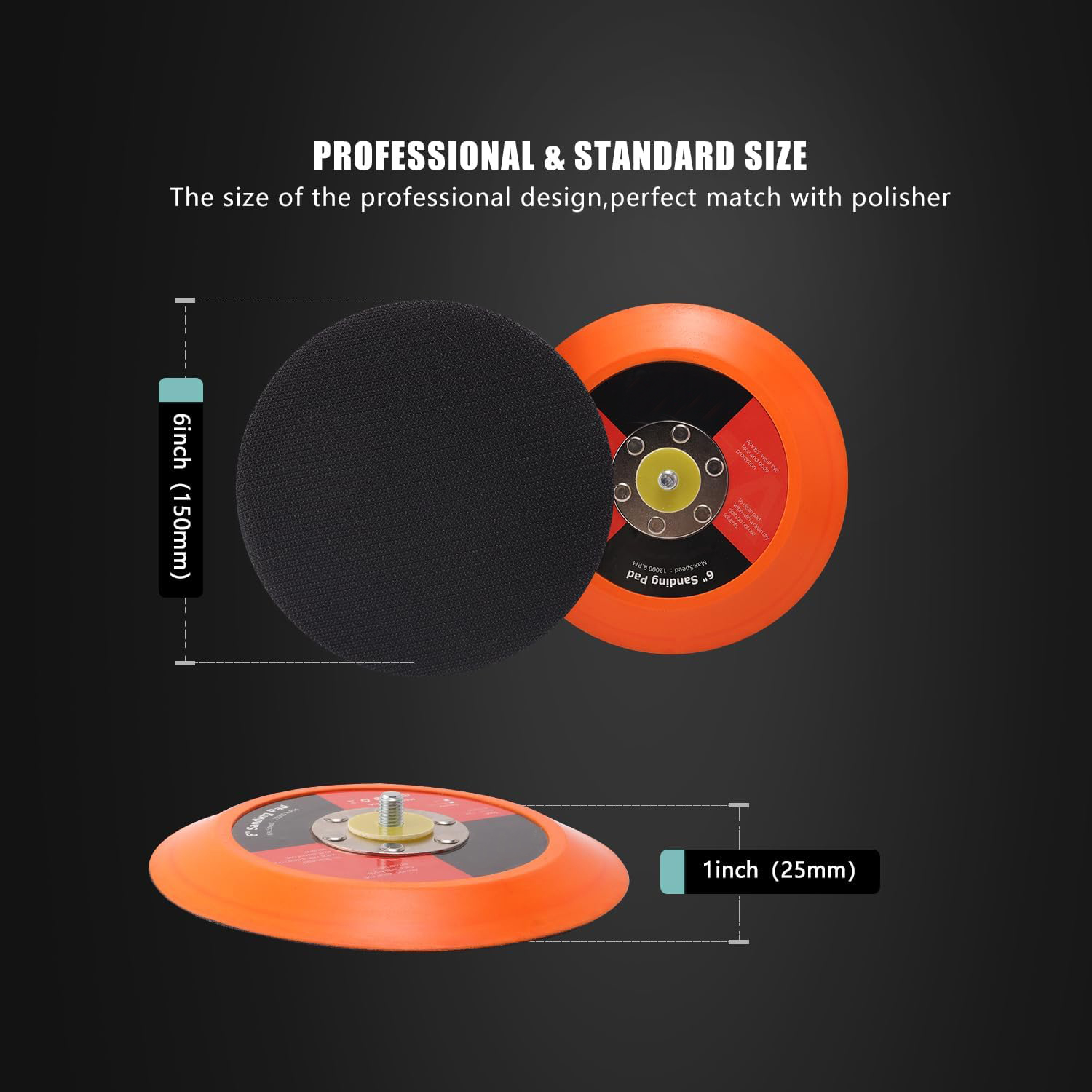 Tekway 6(150mm) Backing Pad Hook and Loop Backing Plate 5/16-24 Thread DA Air Random Orbital Sander/Polisher Backing 3